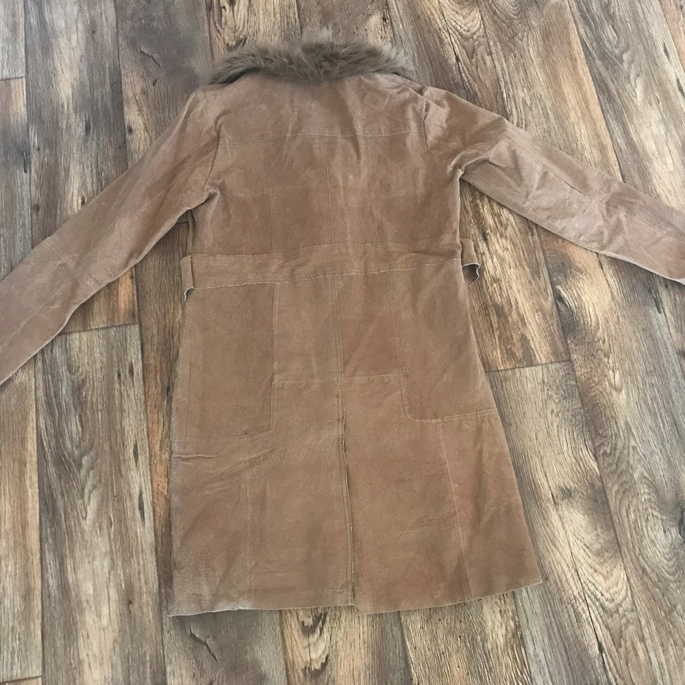 Rue21 Women Jacket Genuine Leather Faux Fur Brown - Picture 7 of 8